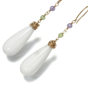 Auth STAR JEWELRY Earrings Peridot Amethyst Hook 10K 416 Yellow Gold - Picture 1 of 5