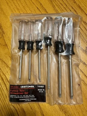 41407 Vintage Sears Craftsman 6 Piece Torx Screwdriver Set T10-T30 USA Made - Image 1 of 4