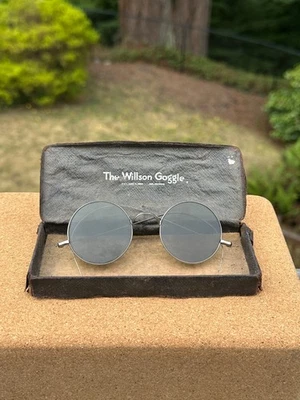 VTG Willson Goggles w/ case Steampunk Safety Sun Glasses 1930's - Image 1 of 4
