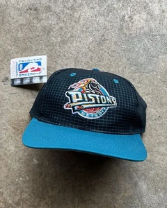 Vintage NWT Logo 7 Detroit Pistons Basketball Snapback 90’s Grid Pattern Teal 🔥 - Picture 1 of 12