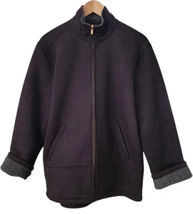 Lauren Ralph Lauren Jacke schwarz Wildlederoptik Fleece gefüttert Reißverschluss Gr. L - Bild 1 von 4