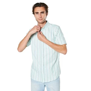 Maine Mens Stripe Oxford Short-Sleeved Shirt DH7720 - Picture 1 of 8