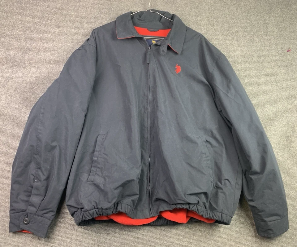 US Polo ASSN Harrington Jacket Mens XXL Navy Blue Full Zip Fleece Lined - Image 1 of 4