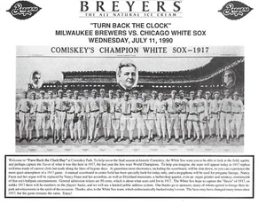 1990 WHITE SOX vs BREWERS Turn Back the Clock to 1913 SCORECARD PROGRAM NM - Bild 1 von 1