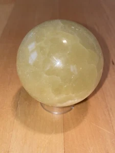 Rare Lemon Calcite 65mm Sphere, 438 Grams, Solar Plexus/Crown Chakra - Picture 1 of 9