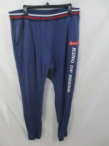 Budweiser Mens Pajama Pants 2XL Blue Joggers Pocket King Of Beer Cotton Elastic - Picture 1 of 10