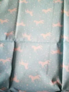polycotton fabric light blue with white unicorn Christmas new unused crafting - Picture 1 of 3