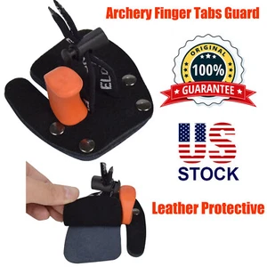 1* Leather Archery Finger Guard Protection Tab Bow Shooting Protect Pad Glove - Picture 1 of 6