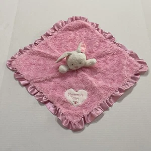 Okie Dokie Mommy's Girl Pink White Bunny Rabbit Lovey Security Blanket Satin - Picture 1 of 4