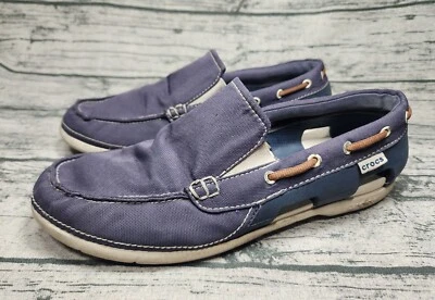 Zapatos Crocs Para Hombre Talla 10 Azul Línea de Playa Lona Sin Cordones Mocasines para Barco de Agua 15386 Foto 1 de 4