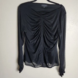 Damen Top XL Medium schwarz transparent Whimsigoth Witchy Grunge gepunktet Spitze feminin  - Bild 1 von 9