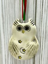 Artisan Art Pottery Owl Christmas Ornament Handmade Painted Stars 3"
