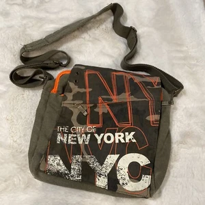 NYC Robin Ruth City of New York Green Bright Orange Crossbody Satchel Bag - Picture 1 of 11
