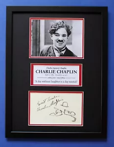 CHARLIE CHAPLIN AUTOGRAMM gerahmte künstlerische Darstellung The Tramp - Bild 1 von 7
