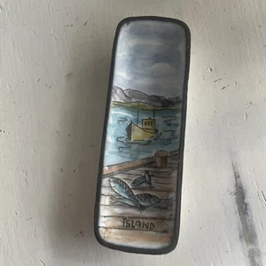 Funi Island Iceland Ceramic Pottery Tray Boat Fishing Theme Island Life - Picture 1 of 3