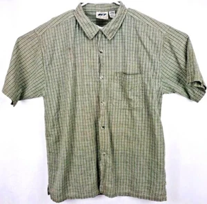Raw Edge Men's Shirt Size XL Short Sleeve Button Up Green/White Checkered - Picture 1 of 8