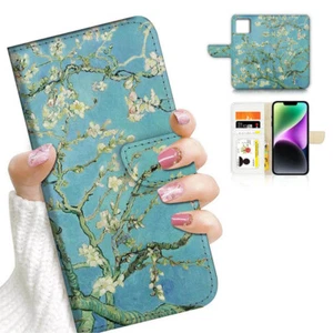( For iPhone 15 ) Wallet Flip Case Cover PH26150 Van Gogh Almond Blossom - Picture 1 of 7