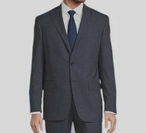 Hart Schaffner Marx Men's Gray Striped Classic Blazer Coat Suit Jacket Size 44L - Picture 1 of 3