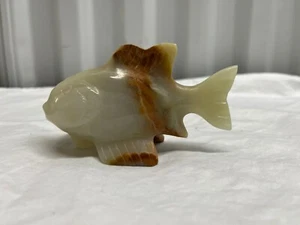 ONYX MARBLE FISH STATUE, 2'' TALL by 3'' LONG - Picture 1 of 3
