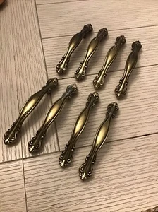 Lot of 8 VTG Amerock 644-1 Brass Gold Drawer Pulls Cabinet 5" Handles / 3" COC - Picture 1 of 9