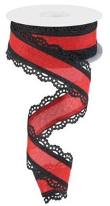 Scalloped Edge Canvas Ribbon, 10 Yards (Red, Black, 1.5 Inch) - RGA1541A9 - Picture 1 of 1
