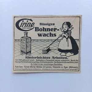 1922 Cirine Böhme Lorenz Chemnitz Bohnerwachs Werbeanzeige Werbung Reklame - Picture 1 of 1