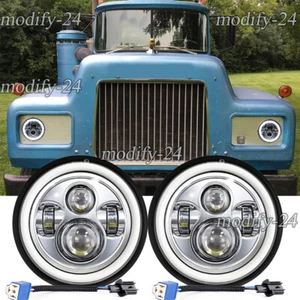 2pcs 7''Inch Round LED Headlights Sealed Hi/Lo Beam with DRL Fit Mack R Series - Picture 1 of 12