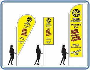 wheel flags wheel refurbishing flag kit ideal for garages flags poles bases - Picture 1 of 12