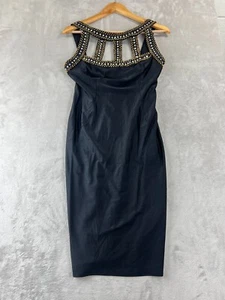 Lillie Rubin Vintage GLAM Black Cocktail Dress Cutout Size 8 Gold Embellished - Picture 1 of 11