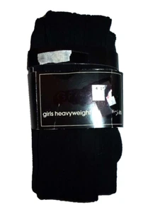 GEORGE GIRL'S HEAVYWEIGHT COTTON TIGHTS RACING black CABLE KNIT  SZ 4-6 NEW - Picture 1 of 3