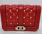 NEW Rebecca Minkoff Love Carnation Red Pearl Embellished Leather Crossbody Bag