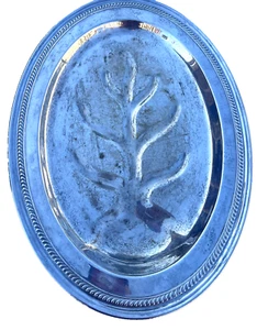 50er Jahre ovale Fußplatte versilbert Fleisch Buffet Serviertablett Vintage - Bild 1 von 24