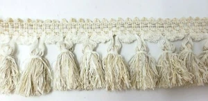 3 Yard SELTEN VAN LATHEM FRANZÖSISCH 3,5" CHENILLE QUASTE FRANSEN ELFENBEIN CREME UPHL VORHANG - Bild 1 von 12