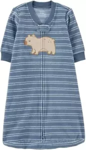Carter's Striped Fleece Sleep Bag 0-3 Months Blue Bear Baby Boy NWT - Picture 1 of 2