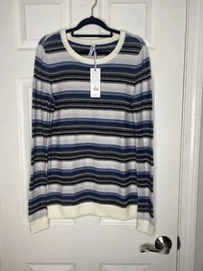 SOUTHERN TIDE Blue and Gold Glitter Stripped Sweater NWT Size S - Picture 1 of 6