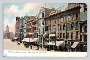 Postal UDB vintage de Worcester Massachusetts calle principal de Front Street - Imagen 1 de 2