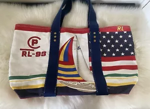 Vtg Ralph Lauren Polo RL-93 Sailboat Yacht Canvas Tote Bag Large ‘old money’ - Picture 1 of 14