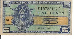 US, 5 CENTS, MILITARY PAYMENT CERTIFICATE, SERIES 521, ND(1954) - Picture 1 of 2