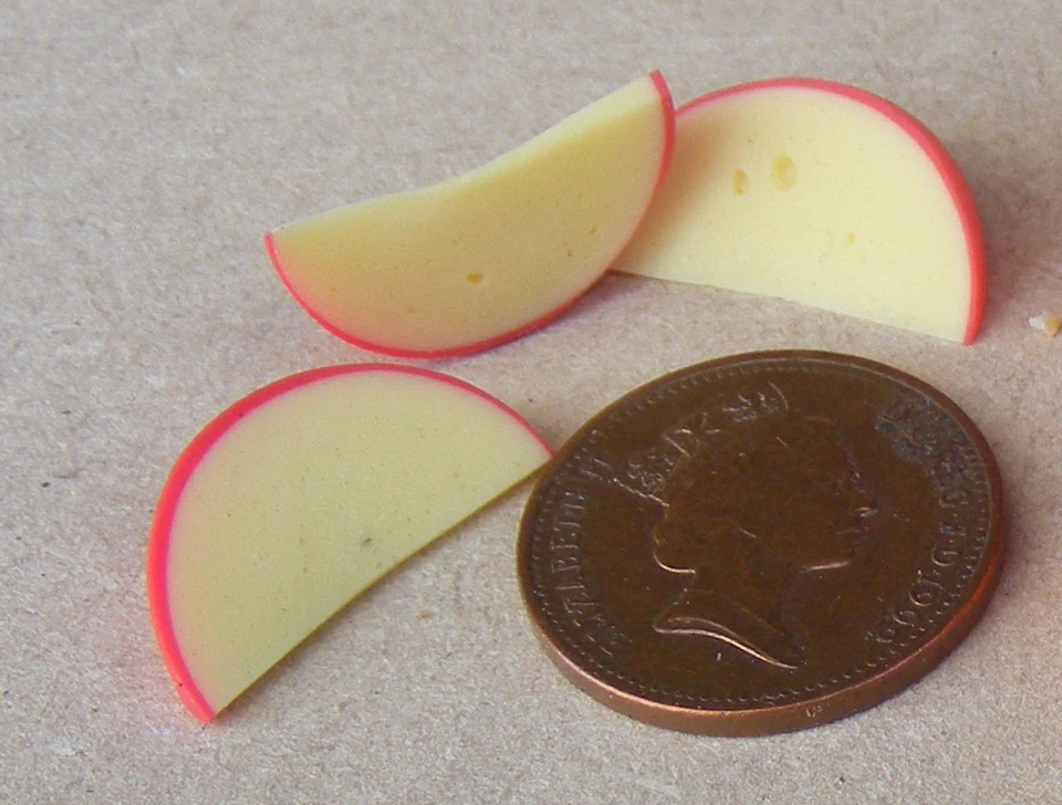 3 Fette di Formaggio Edam Accessorio Lattificio Tumdee Scala 1:12 Casa delle Bambole Miniature