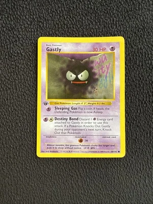 Pokémon TCG Gastly Base Set Shadowless 1st Edition Common 50/102 LP - Image 1 of 4
