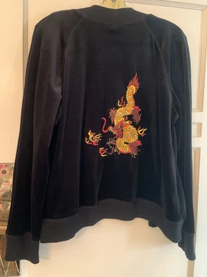 Chaqueta Bomber Dragón Bordada Terciopelo Lógico Seda August De Colección Nueva Sin Etiquetas XL Foto 1 de 4