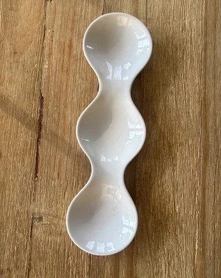 Pier 1 Divided White Ceramic Tray Relish Platter 3 Compartments - Image 1 of 3