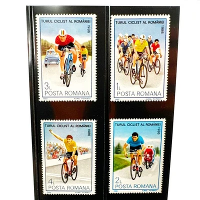 罗马尼亚 1986 年自行车赛车邮票全新邮票罗马尼亚之旅自行车全套 4 VF — 第 1/4 张图片
