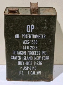 Vintage Militär Öl Dose 1 Gallone Potentiometer Staten Island, NY 1953 - Bild 1 von 6