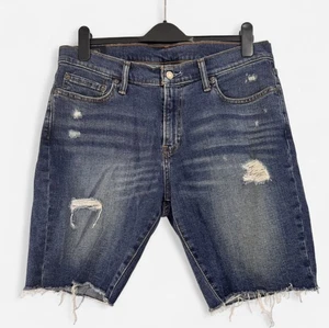Abercrombie & Fitch Men’s Stretch Denim Ripped Shorts Blue W32 Distressed Casual - Picture 1 of 5