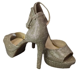 Jessica Simpson Damen-Plateausandalen Beeya Glitzer Knöchelriemen 9 1/2 - Bild 1 von 9