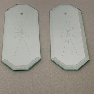 *Flaws* 2 Chandelier Beveled Glass Octagon Replacement Panels Starburst MCM VTG - Picture 1 of 4