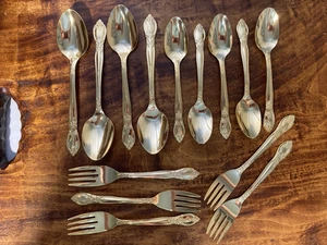 Vintage Lot of 14 Gold Tone Stainless Steel Japan Flatware - Picture 1 of 22
