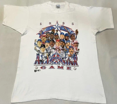 Vintage Salem 1995 MLB All Star Game Caricature Texas T-Shirt White XL Tee USA - Image 1 of 4