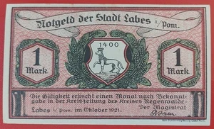 Germany Labes 1 Mark  1921 aUNC - Picture 1 of 1